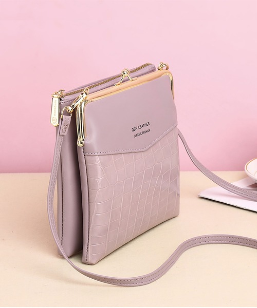 LOPASS（ロパス）の「クロコ型押し がま口バッグ スクエアお財布