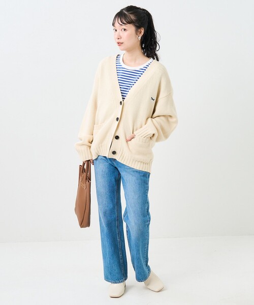 FREAK'S STORE（フリークスストア）の「TOWN CRAFT × FREAK'S STORE/タウンクラフト　別注 ベーシックニットカーディガン【一部WEB限定】（カーディガン/ボレロ・レディース・グリーン/オフホワイト/レッド/ネイビー/マスタード/ブラック・ﾌﾘ-）」の18枚目の写真