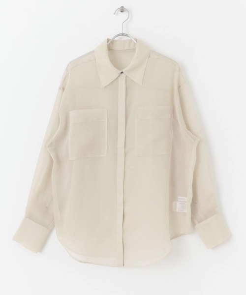URBAN RESEARCH（アーバンリサーチ）の「ソフトオーガンジーシアーシャツ（シャツ/ブラウス・レディース・ブルー/ベージュ系その他/ブラック・36/38）」の4枚目の写真