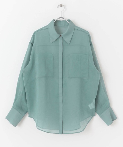 URBAN RESEARCH（アーバンリサーチ）の「ソフトオーガンジーシアーシャツ（シャツ/ブラウス・レディース・ブルー/ベージュ系その他/ブラック・36/38）」の6枚目の写真