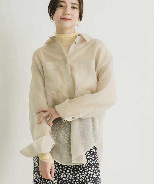 URBAN RESEARCH（アーバンリサーチ）の「ソフトオーガンジーシアーシャツ（シャツ/ブラウス・レディース・ブルー/ベージュ系その他/ブラック・36/38）」の12枚目の写真