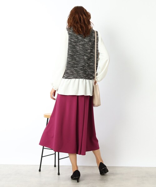 DRESKIP(ドレスキップ)の「◆【上品なのにウエストゴムで楽ちん】ニットツイル スカーチョ(その他パンツ・レディース・ブラック/グリーン/サンドベージュ/パープル系4・02/03/04)」の15枚目の写真