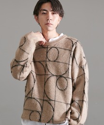 『CavariA/キャバリア』総柄ビッグジャガードニット