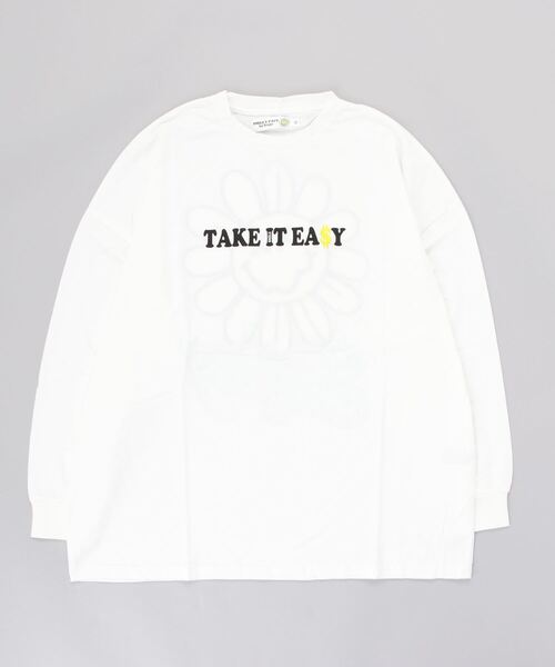 SMILEY FACE(スマイリーフェイス)の「【SMILEY FACE/スマイリーフェイス】フラワースマイルロングスリーブTシャツ(Tシャツ/カットソー・メンズ・ホワイト/ブラック/グリーン・44/46)」の6枚目の写真