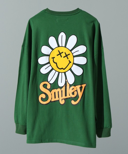 SMILEY FACE(スマイリーフェイス)の「【SMILEY FACE/スマイリーフェイス】フラワースマイルロングスリーブTシャツ(Tシャツ/カットソー・メンズ・ホワイト/ブラック/グリーン・44/46)」の12枚目の写真