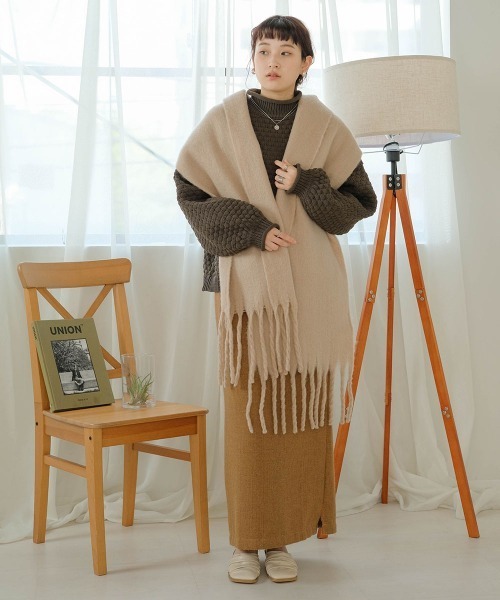 Bab(バブ)の「起毛シャギーライクマフラー(マフラー・レディース・ブラウン/アイボリー/ブラック/ピンクベージュ/サンドベージュ・ONESIZE)」の13枚目の写真