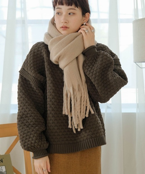 Bab(バブ)の「起毛シャギーライクマフラー(マフラー・レディース・ブラウン/アイボリー/ブラック/ピンクベージュ/サンドベージュ・ONESIZE)」の15枚目の写真