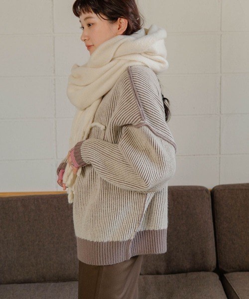 Bab(バブ)の「起毛シャギーライクマフラー(マフラー・レディース・ブラウン/アイボリー/ブラック/ピンクベージュ/サンドベージュ・ONESIZE)」の7枚目の写真