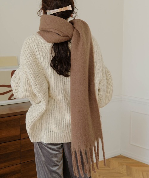 Bab(バブ)の「起毛シャギーライクマフラー(マフラー・レディース・ブラウン/アイボリー/ブラック/ピンクベージュ/サンドベージュ・ONESIZE)」の9枚目の写真