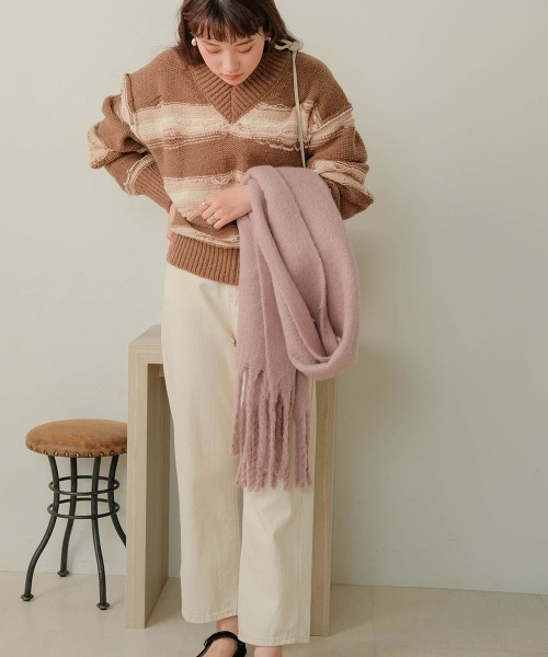 Bab(バブ)の「起毛シャギーライクマフラー(マフラー・レディース・ブラウン/アイボリー/ブラック/ピンクベージュ/サンドベージュ・ONESIZE)」の17枚目の写真