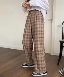 チェック柄ワイドパンツ