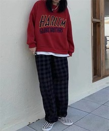 チェック柄ワイドパンツ