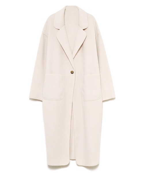 ReNorm（リノーム）の「ニットメルトンチェスターコート（チェスターコート・レディース・アイボリー/ブラック/グリーン・フリー）」の2枚目の写真