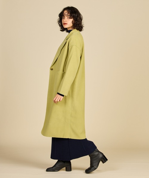 ReNorm（リノーム）の「ニットメルトンチェスターコート（チェスターコート・レディース・アイボリー/ブラック/グリーン・フリー）」の11枚目の写真