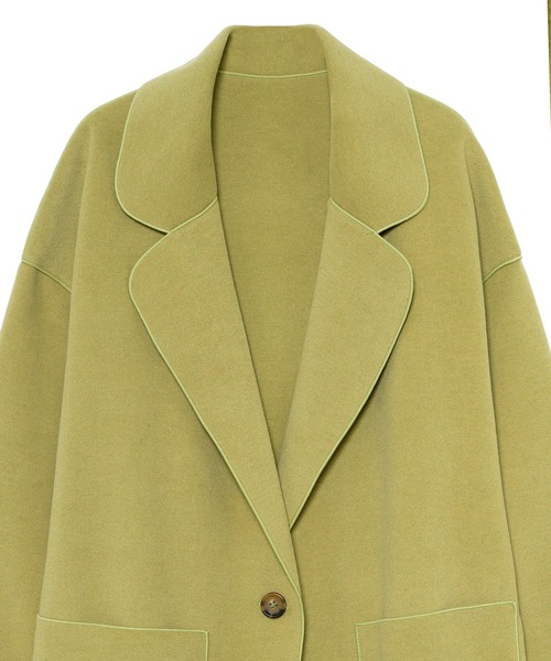 ReNorm（リノーム）の「ニットメルトンチェスターコート（チェスターコート・レディース・アイボリー/ブラック/グリーン・フリー）」の8枚目の写真