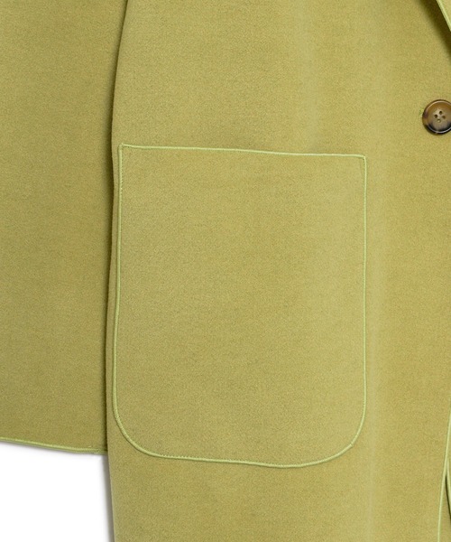 ReNorm（リノーム）の「ニットメルトンチェスターコート（チェスターコート・レディース・アイボリー/ブラック/グリーン・フリー）」の12枚目の写真