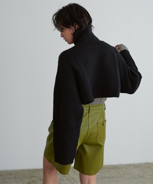 miette(ミエット)の「アルパカタッチ2wayハイネックショートニット(ニット/セーター・レディース・ブラック/パープル/グリーン・FREE)」の12枚目の写真