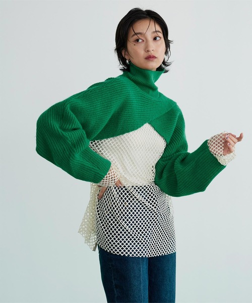 miette(ミエット)の「アルパカタッチ2wayハイネックショートニット(ニット/セーター・レディース・ブラック/パープル/グリーン・FREE)」の19枚目の写真