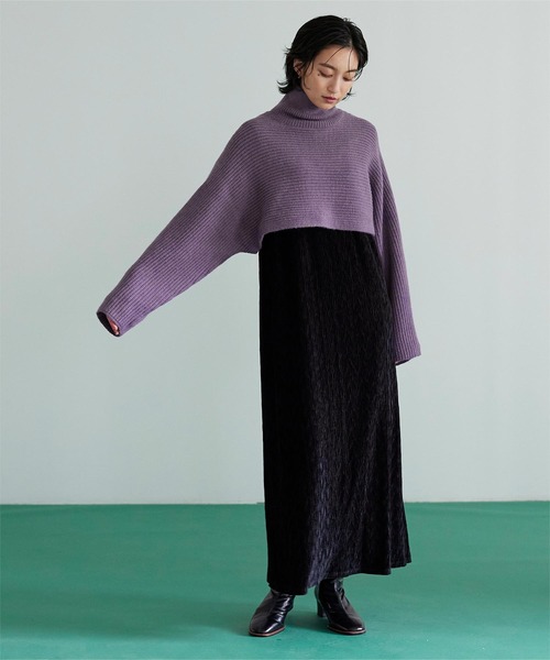 miette(ミエット)の「アルパカタッチ2wayハイネックショートニット(ニット/セーター・レディース・ブラック/パープル/グリーン・FREE)」の17枚目の写真