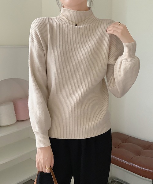 Doula Doula(ドゥーラドゥーラ)の「ハイネックリブニット(ニット/セーター・レディース・ホワイト/ブラック/イエロー/キャメル/ベージュ・FREE)」の21枚目の写真