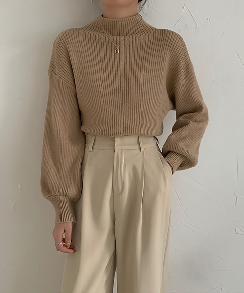 Doula Doula(ドゥーラドゥーラ)の「ハイネックリブニット(ニット/セーター・レディース・ホワイト/ブラック/イエロー/キャメル/ベージュ・FREE)」の7枚目の写真