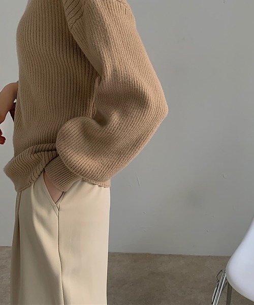 Doula Doula(ドゥーラドゥーラ)の「ハイネックリブニット(ニット/セーター・レディース・ホワイト/ブラック/イエロー/キャメル/ベージュ・FREE)」の13枚目の写真