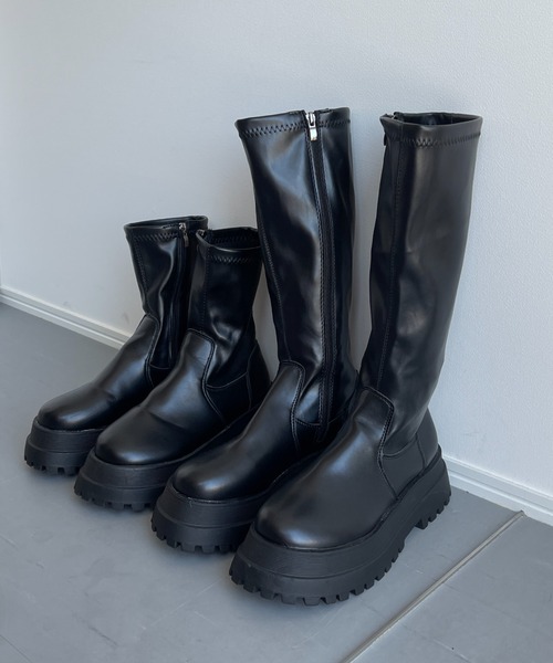 wee9s(ウィークス)の「soft touch volume sole middle boots / ソフトタッチボリュームソール厚底ミドルブーツ(ブーツ・レディース・ブラック・22.5cm/23cm/23.5cm/24cm/24.5cm/25cm)」の21枚目の写真