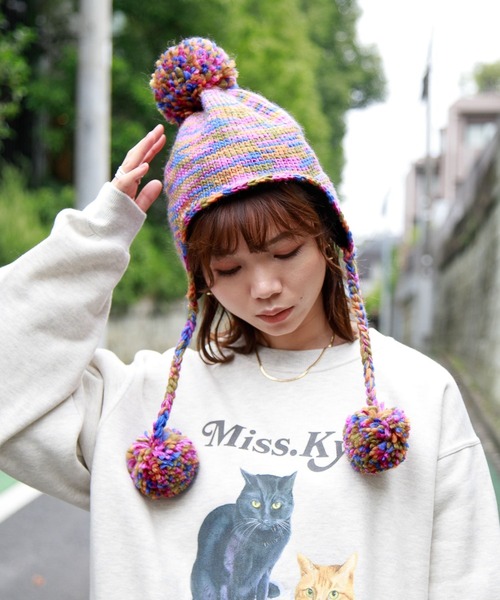 RAGEBLUE（レイジブルー）の「ポンポン帽（ニットキャップ/ビーニー・レディース・その他22/ダークグレー・FREE）」の2枚目の写真