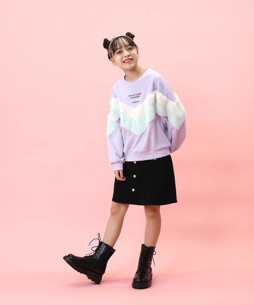 VIVIAN BLUE(ビビアンブルー)の「【VIVIAN BLUE】シェブロンスウェット(スウェット・キッズ・パープル/ライム・130/140/150/120)」の8枚目の写真