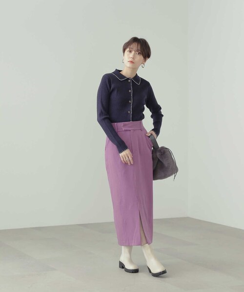 N.(N. Natural Beauty Basic)(エヌエヌナチュラルビューティーベーシック)の「プレーンナロータイトスカート(スカート・レディース・ホワイト/ブラック/パープル・MEDIUM)」の18枚目の写真