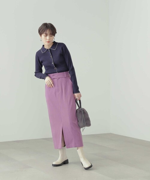 N.(N. Natural Beauty Basic)(エヌエヌナチュラルビューティーベーシック)の「プレーンナロータイトスカート(スカート・レディース・ホワイト/ブラック/パープル・MEDIUM)」の17枚目の写真