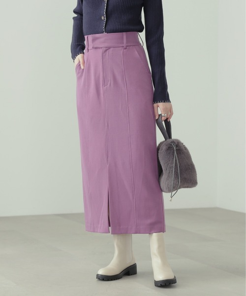 N.(N. Natural Beauty Basic)(エヌエヌナチュラルビューティーベーシック)の「プレーンナロータイトスカート(スカート・レディース・ホワイト/ブラック/パープル・MEDIUM)」の3枚目の写真