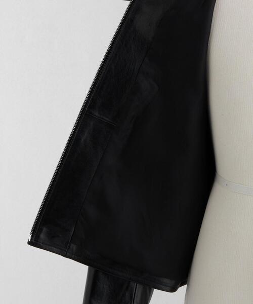 LOEFF ロエフ　今期新品　ラムレザー バイカージャケット　ライダース　0 黒 LOEFF（ロエフ）の「<LOEFF>ラムレザー バイカージャケット UNISEX