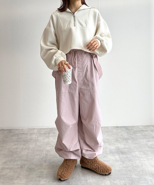 w closet(ダブルクローゼット)の「ハーフジップセーラーカラープルオーバー(スウェット・レディース・グレー/オフホワイト/スミクロ・FREE)」の4枚目の写真