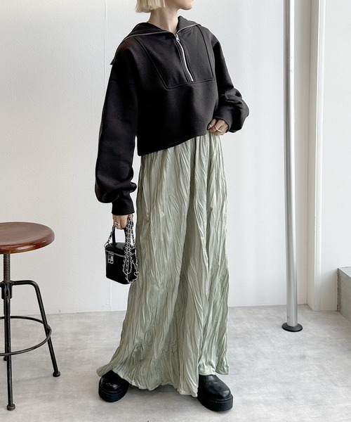 w closet(ダブルクローゼット)の「ハーフジップセーラーカラープルオーバー(スウェット・レディース・グレー/オフホワイト/スミクロ・FREE)」の21枚目の写真