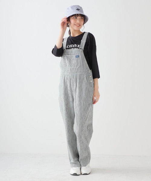 Honeys（ハニーズ）の「ヒッコリーオーバーオール（サロペット/オーバーオール・レディース・ホワイト×ネイビー/ネイビー×ホワイト・L/M/LL/SS/S）」の21枚目の写真