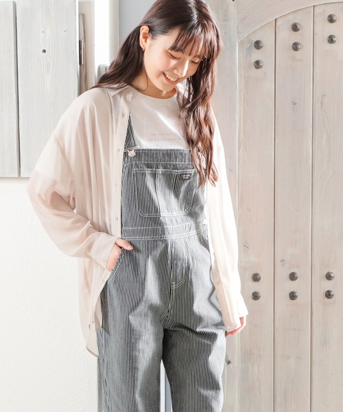 Honeys（ハニーズ）の「ヒッコリーオーバーオール（サロペット/オーバーオール・レディース・ホワイト×ネイビー/ネイビー×ホワイト・L/M/LL/SS/S）」の7枚目の写真