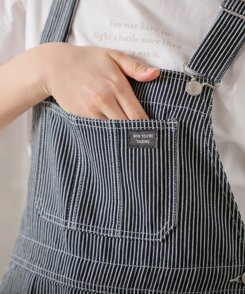 Honeys（ハニーズ）の「ヒッコリーオーバーオール（サロペット/オーバーオール・レディース・ホワイト×ネイビー/ネイビー×ホワイト・L/M/LL/SS/S）」の13枚目の写真