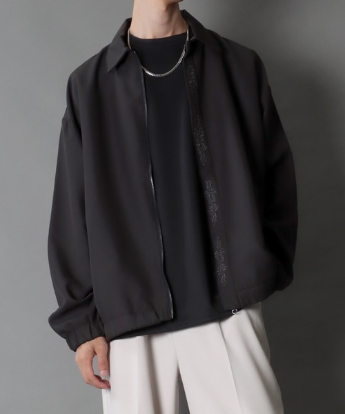 SITRY(シトリー)の「SITRY Fly front stitch blouson/別注 比翼仕立て 花刺繍 ブルゾン ジャケット(ブルゾン・メンズ・ブラック/グレイッシュベージュ/チャコール・M/L)」の19枚目の写真