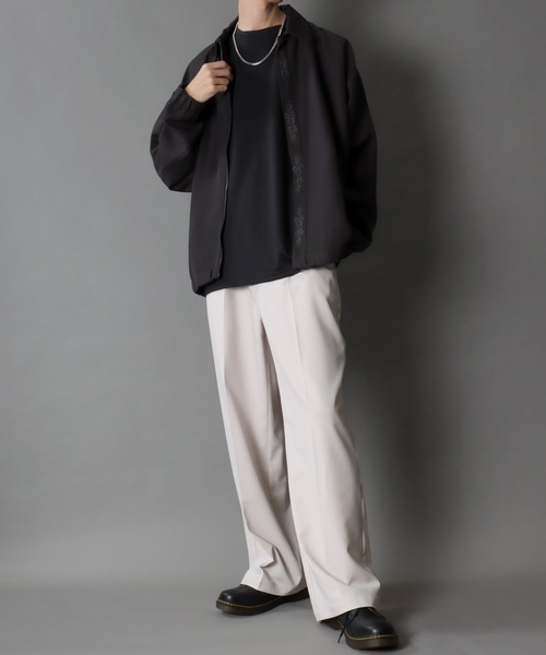 SITRY(シトリー)の「SITRY Fly front stitch blouson/別注 比翼仕立て 花刺繍 ブルゾン ジャケット(ブルゾン・メンズ・ブラック/グレイッシュベージュ/チャコール・M/L)」の20枚目の写真