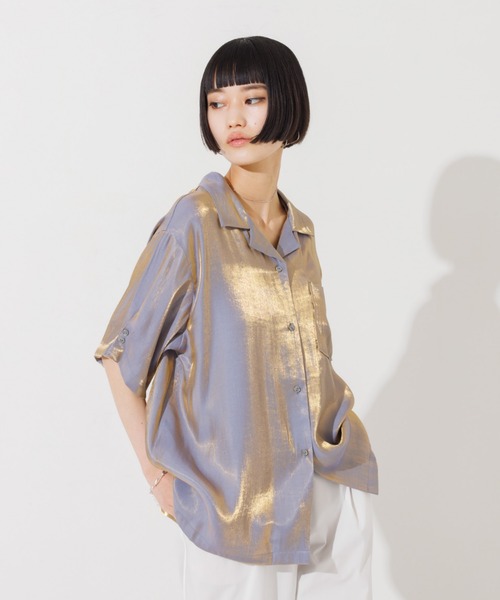 NOMINE（ノミネ）の「【セットアップ対応】スパークシャンブレー開襟シャツ（シャツ/ブラウス・レディース・グリーン/グレー/チャコールグレー・フリー）」の16枚目の写真