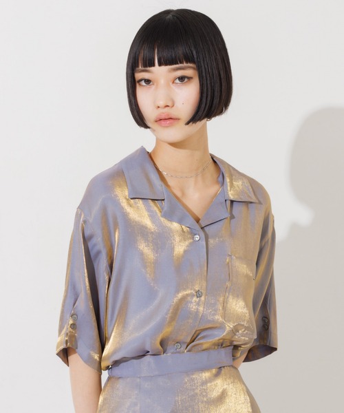 NOMINE（ノミネ）の「【セットアップ対応】スパークシャンブレー開襟シャツ（シャツ/ブラウス・レディース・グリーン/グレー/チャコールグレー・フリー）」の20枚目の写真