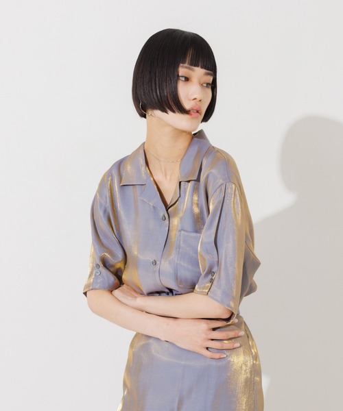 NOMINE（ノミネ）の「【セットアップ対応】スパークシャンブレー開襟シャツ（シャツ/ブラウス・レディース・グリーン/グレー/チャコールグレー・フリー）」の21枚目の写真