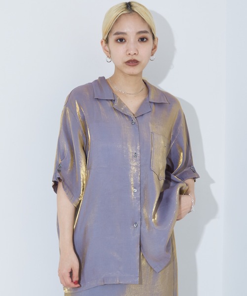 NOMINE（ノミネ）の「【セットアップ対応】スパークシャンブレー開襟シャツ（シャツ/ブラウス・レディース・グリーン/グレー/チャコールグレー・フリー）」の7枚目の写真