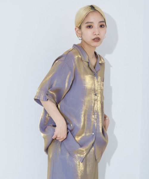 NOMINE（ノミネ）の「【セットアップ対応】スパークシャンブレー開襟シャツ（シャツ/ブラウス・レディース・グリーン/グレー/チャコールグレー・フリー）」の8枚目の写真