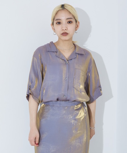 NOMINE（ノミネ）の「【セットアップ対応】スパークシャンブレー開襟シャツ（シャツ/ブラウス・レディース・グリーン/グレー/チャコールグレー・フリー）」の11枚目の写真