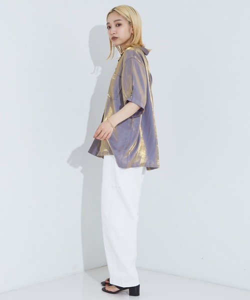 NOMINE（ノミネ）の「【セットアップ対応】スパークシャンブレー開襟シャツ（シャツ/ブラウス・レディース・グリーン/グレー/チャコールグレー・フリー）」の13枚目の写真