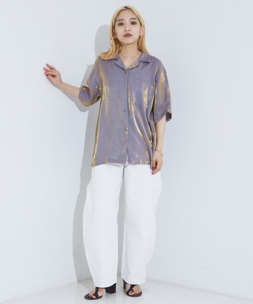 NOMINE（ノミネ）の「【セットアップ対応】スパークシャンブレー開襟シャツ（シャツ/ブラウス・レディース・グリーン/グレー/チャコールグレー・フリー）」の14枚目の写真