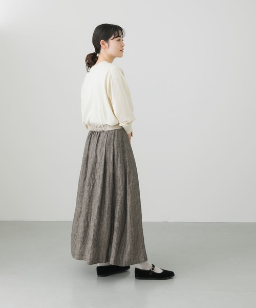 かぐれ（カグレ）の「リネンストライプタックスカート（スカート・レディース・ブラウン/ナチュラル・FREE）」の12枚目の写真