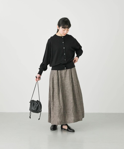 かぐれ（カグレ）の「リネンストライプタックスカート（スカート・レディース・ブラウン/ナチュラル・FREE）」の13枚目の写真